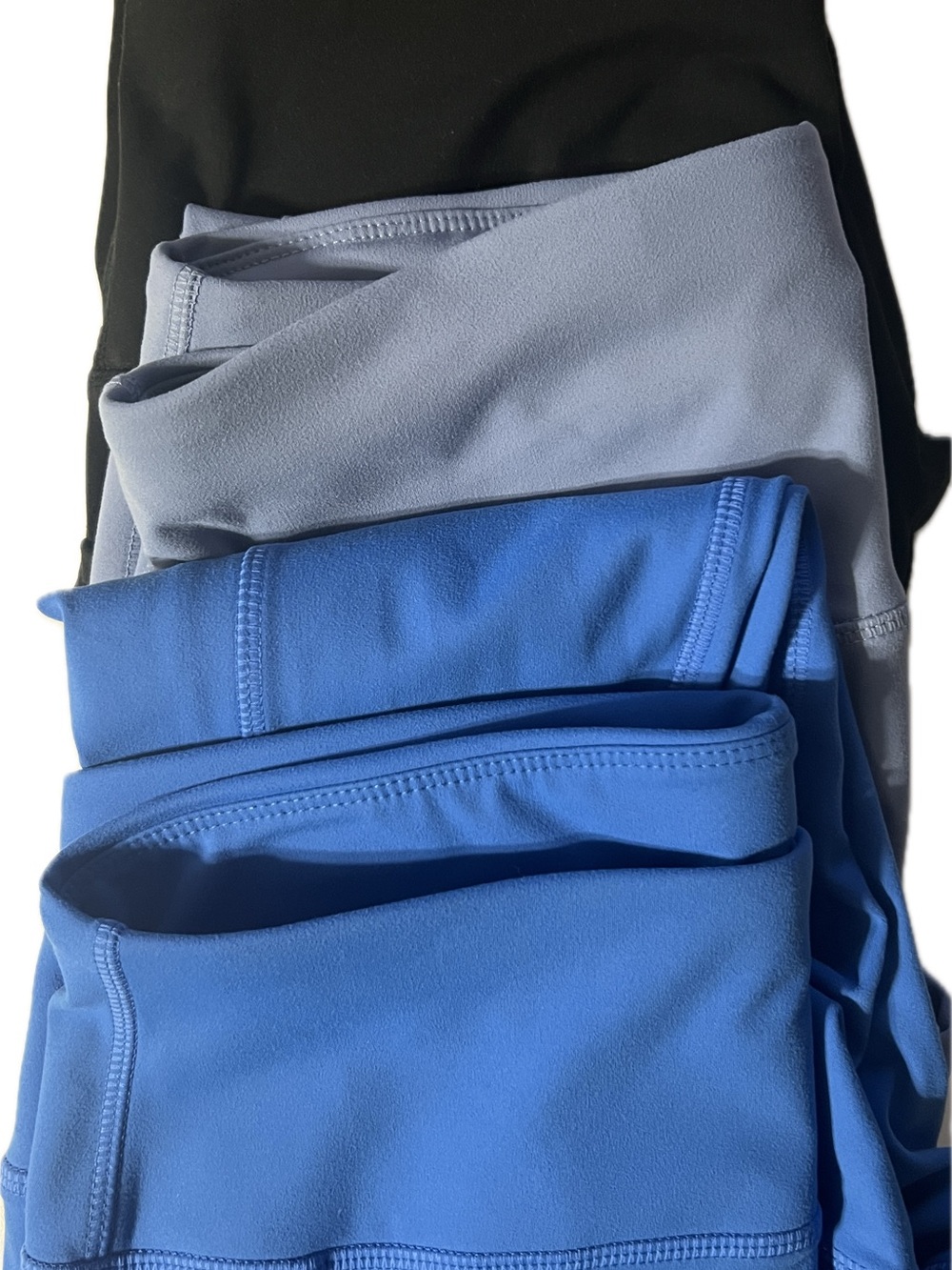 Women’s Active Stretch Leggings - Black and Light Blue and grey.